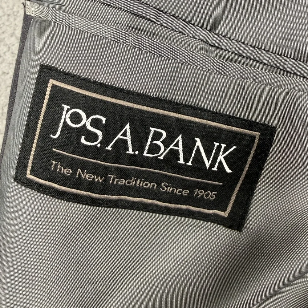 Jos A Bank Executive Suit Mens 44L 38W Charcoal Gray 100% Wool Tailored Fit
